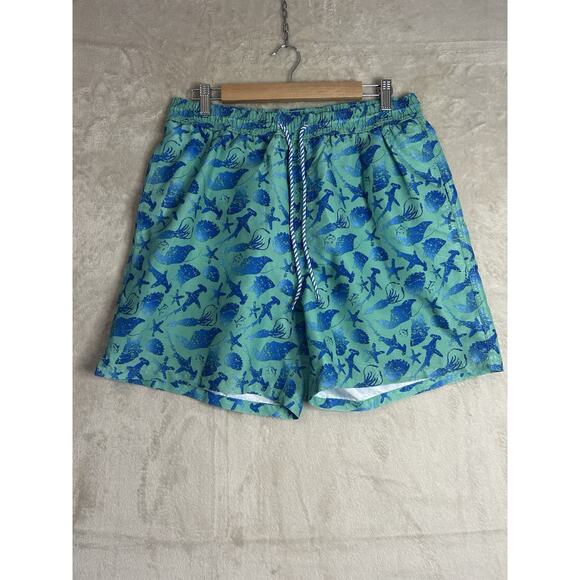 Southern Tide Men’s Large Skipjack Swim Trunks Blue Sea Creatures Print Lined - Picture 1 of 7